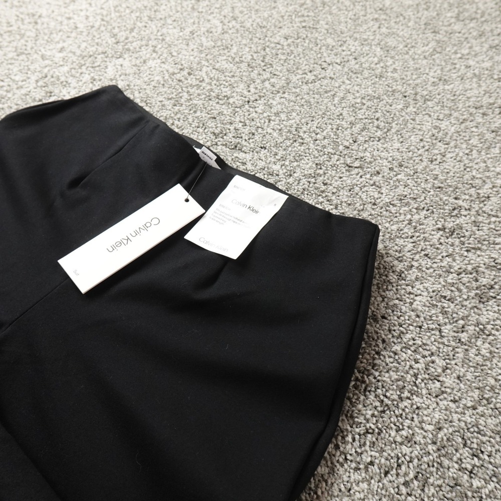 NEW Calvin Klein Pants Womens 8 Black Pull On Dress Trouser Mid Rise Stretch